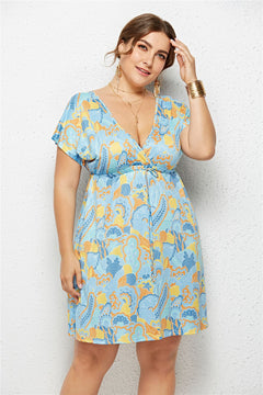 Elegant V-Neck Printed Dress