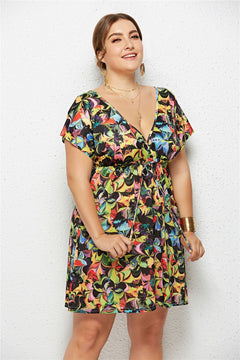 Elegant V-Neck Printed Dress