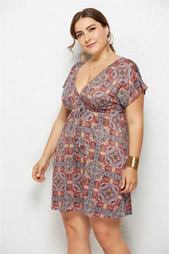 Elegant V-Neck Printed Dress