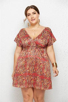 Elegant V-Neck Printed Dress