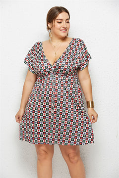 Elegant V-Neck Printed Dress